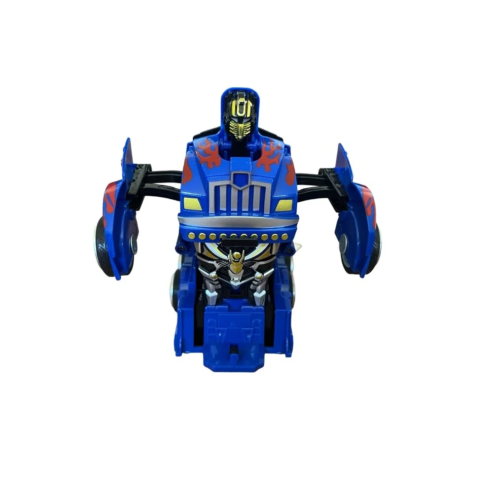 Friction Robot Truck Kids 6 Inch Blue Red Flame Good Optimus Prime Style Toy New